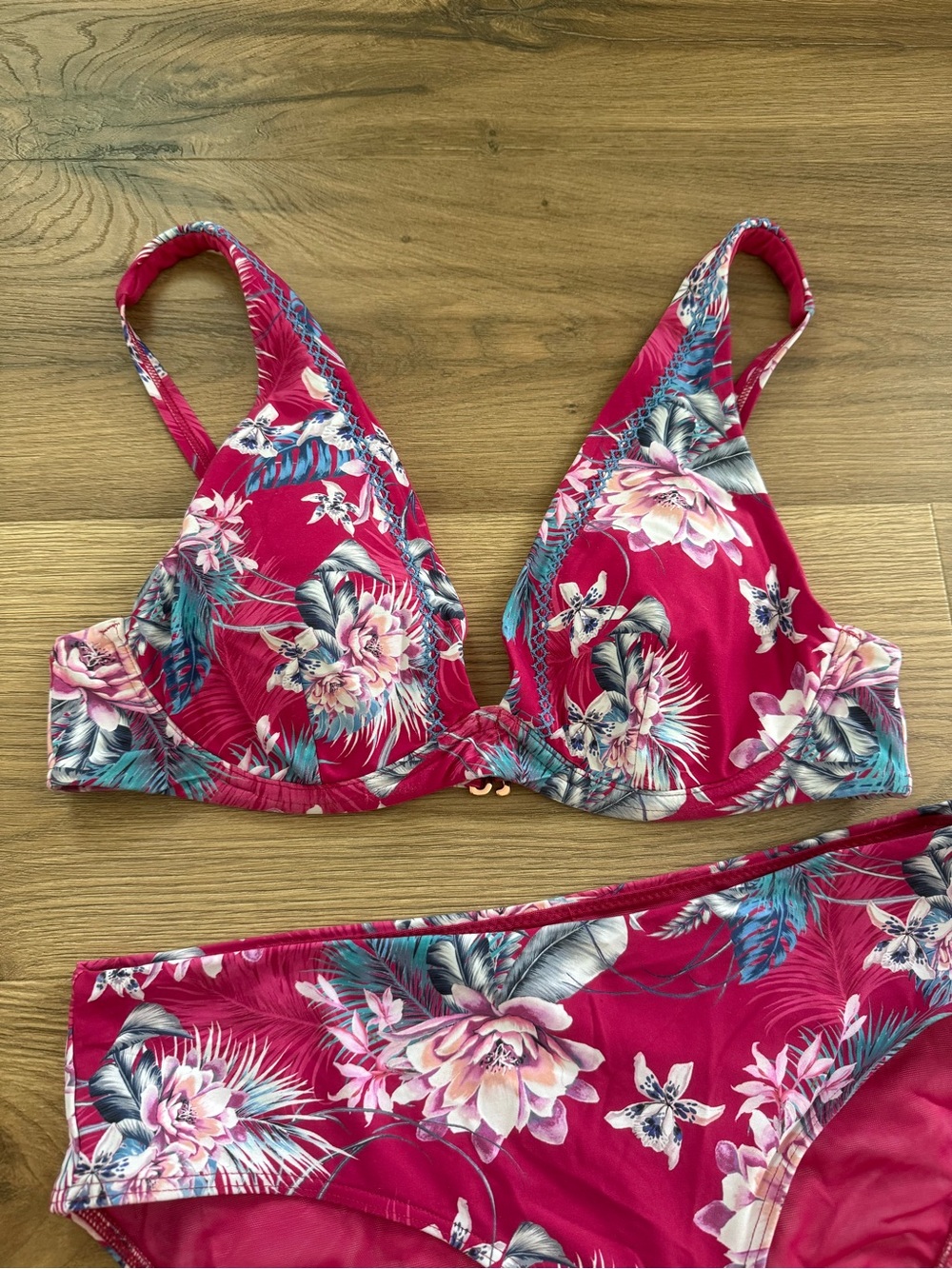 Sea Level Australia Floral Underwire Bikini Set Size US 8 Pink Tropical Swimwear